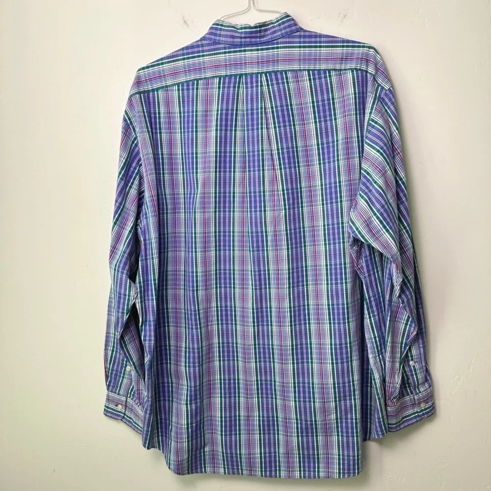 Ralph Lauren Men's Blake‎ Button Down XL Plaid Long Sleeve 100% Two-Ply Cotton